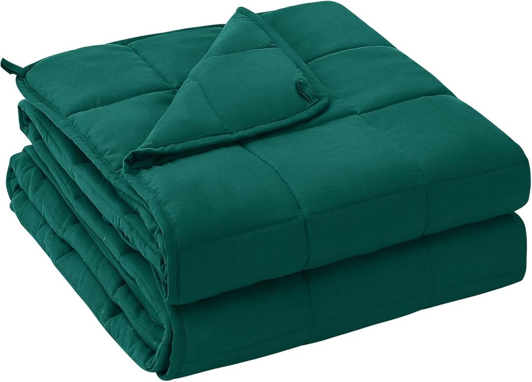 Yescool Weighted Blanket for Adults (17 lbs, 60" x 80", Dark Green) Cooling Heavy Blanket for Sleeping Perfect for 160-180 lbs, Queen Size Breathable Blanket with Premium Glass Bead, Machine Washable