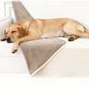 Waterproof Dog Blanket for Couch, Reversible Pet Throw Blankets Leak Proof Sofa Bed Protector for Furniture Machine Washable-68x82,Khaki+Beige