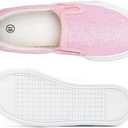 Toandon Toddler Girls Kids Sparkle Slip On Sneakers Loafers Age 2-10 (Pink)