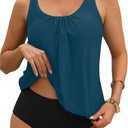 Yonique Two Piece Tankini Swimsuits for Women Blouson Bathing Suits Modest Swimwear (XX-Large, Malachite Green)