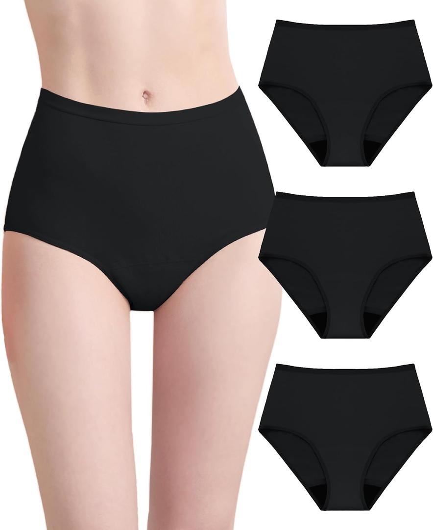 Incontinence Underwear for Women 56ml Washable Leak Proof 3 Pack (Black, XXXL)