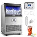 Commercial Ice Maker, 110lbs/24H Ice Maker Machine, Auto Self-Cleaning, LED Digital Display, Blue Light, Under Counter/Freestanding Ice Machine for Home/Office/Restaurant/Bar