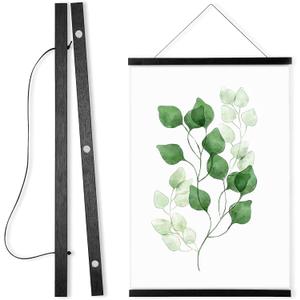WITCOLOR Magnetic Poster Hanger Frame, 24x36 24x30 24x16 24x18 Black Wood Wooden Magnet Canvas Artwork Print Dowel Poster Hangers Frames Hanging Kit (Black, 24")