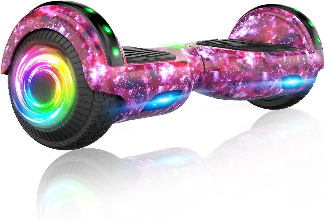 SISIGAD Scooters for Kids Ages 7-12, with Built-in Bluetooth Speaker and 6.5" Colorful Lights Wheels, Safety Certified Self Balancing Scooter (Starry Purple)