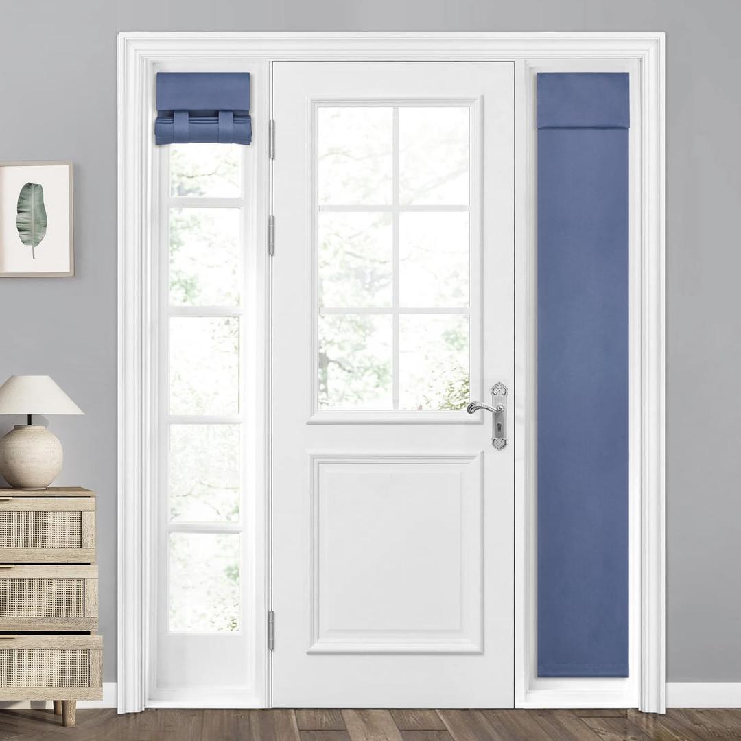 HOMEIDEAS 100% Blackout Sidelight Curtains for Front Door, Side Door Window Curtains and Small Window, Thermal Insulated Covering, 1 Panel, W12 X L54 Inch, Stone Blue