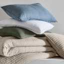 WDCOZY 100% Cotton Oversized King Size Quilt Set - Olive Green California Cal King Striped Pick Stitch Soft Lightweight Bedspread, Textured Like Linen, Farmhouse Country Rustic Coverlet, 3 Pieces