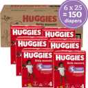 Huggies Size 4 Diapers, Little Movers Baby Diapers, Size 4 (22-37 lbs), 150 Count (6 Packs of 25)