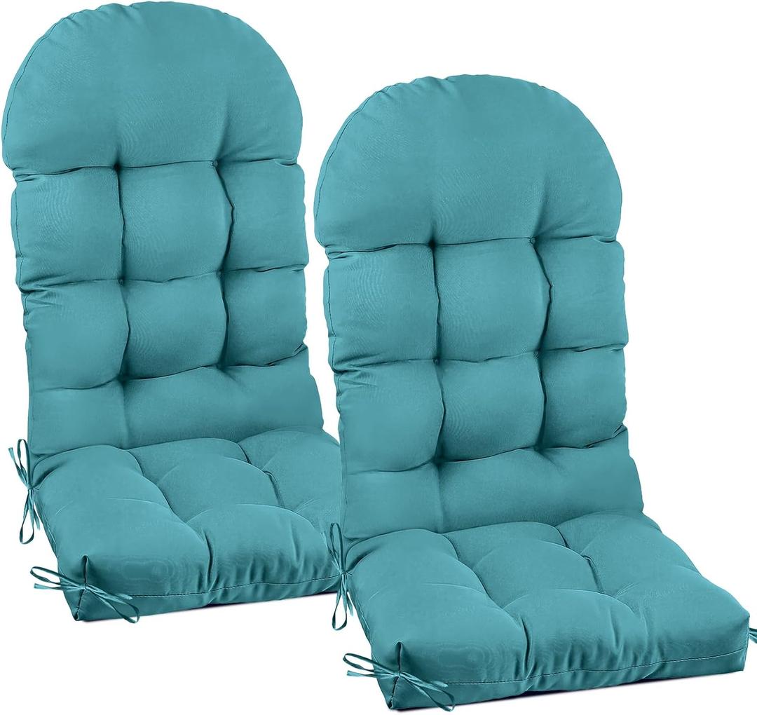 Gnostik Outdoor Adirondack Chair Cushions Set of 2, Sky Blue Thick Seat Cushion for Adirondack Chairs, 47x19.2x4 in, Water-Resistant Rocking Chair Cushions Patio Furniture Replacement Pads