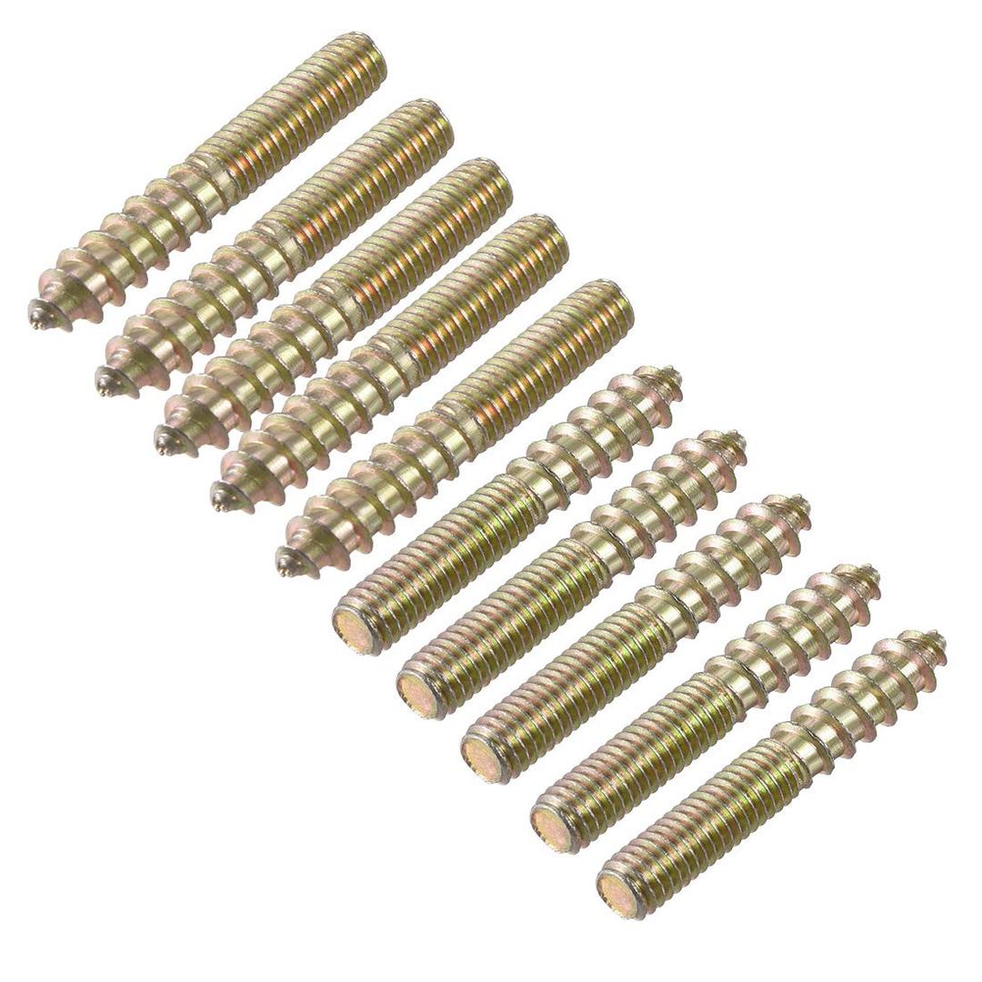 uxcell M6 Hanger Bolts Length 1-5/8"(40mm) Double Headed Bolts Self-Tapping Screw 6mm Wood Joint Furniture Legs 10pcs