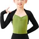 Dayrose Girls Ballet Shrug, Long Sleeve Girls Dance Top Over Leotards for Dance, Gymnastics (8-10 Years, Black)