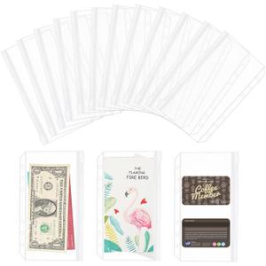 60pcs Transparent A6 Binder Pockets 6 Holes Zipper Folders PVC Card Loose Leaf Bags Cash Envelopes for Budgeting Binder Waterproof Filing Bags for 6 Ring Notebook Planner Inserts