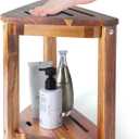 Shower Foot Rest 13.5in, Acacia Wood Shower Stool for Shaving Legs, Small Foot Stool with Storage Shelf, for Inside Small Shower Spaces