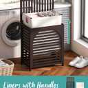 Laundry Hamper, 27.3 Gallon (103L) Bamboo Wood Clothes Laundry Basket with Lid and Handles, Removable Liner