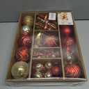 SHareconn 80pcs Christmas Balls Ornaments Set, Contemporary Light Luxury Gift Set, Shatterproof Plastic Decor for Xmas Tree Holiday Wedding Party Decorations with Hanging Strings,Red and Gold