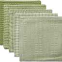 DII Everyday Kitchen Collection Assorted Dishcloth Set, 12x12, Antique Green, 5 Count