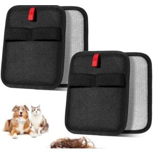 Didaey 4pcs Pet Hair Removal Glove Electrostatic Reusable Remover for Cat Dog Cloth Couch Furniture Carpet Car Seat Cat Grooming Animal Fur Removel Tool(Red,Rectangle)