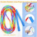 2 PACK 16.5FT Double Dutch Jump Ropes for Adults Kids, Rainbw Long Jump Rope, Beaded Jump Rope for Fitness, Segmented Skipping Ropes for Exercise Training, Tangle-Free