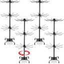 4 Pcs Rotating Jewelry Display stand Hanging Jewelry Rack Metal Spinning Display Stand with Hooks for Necklace Bracelet Earring Selling(3 Tier,Black)