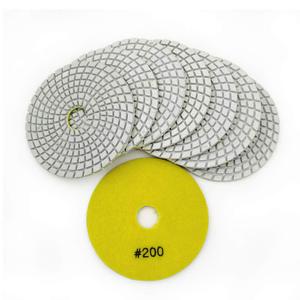SHDIATOOL 8Pcs 4 Inch Diamond Wet Polishing Pads with White Bond Grit 200 Sanding Pads Grinding Pads for Marble Granite Stone