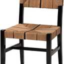 Bali & pari Prita Paper Loom and Mahogany Wood Furniture Collection, Dining Chair, Black, Single