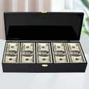 Black Acrylic Lockable Currency Tray, 5 Compartment Money Organizer for Cash, Cash Organizer Money Storage Box with Lockable Cover, Money Organizer for Cash