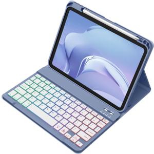 Akkerds for iPad A16 Case with Keyboard - 7 Colors Backlit Keyboard for iPad 10th Generation/iPad Air 11 Inch - Wireless Folio Cover for iPad Air 10.9 Inch/iPad Pro 11 Inch 2022/2021/2020 (Blue)