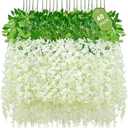 Waipfaru 40 Pack White Wisteria Hanging Flowers, Fake Flowers for Decoration, Artificial Hanging Flowers, Vines for Bedroom, Flower Garland for Home, Party, Wall, Wedding Decoration(3.6 Ft/Pcs)