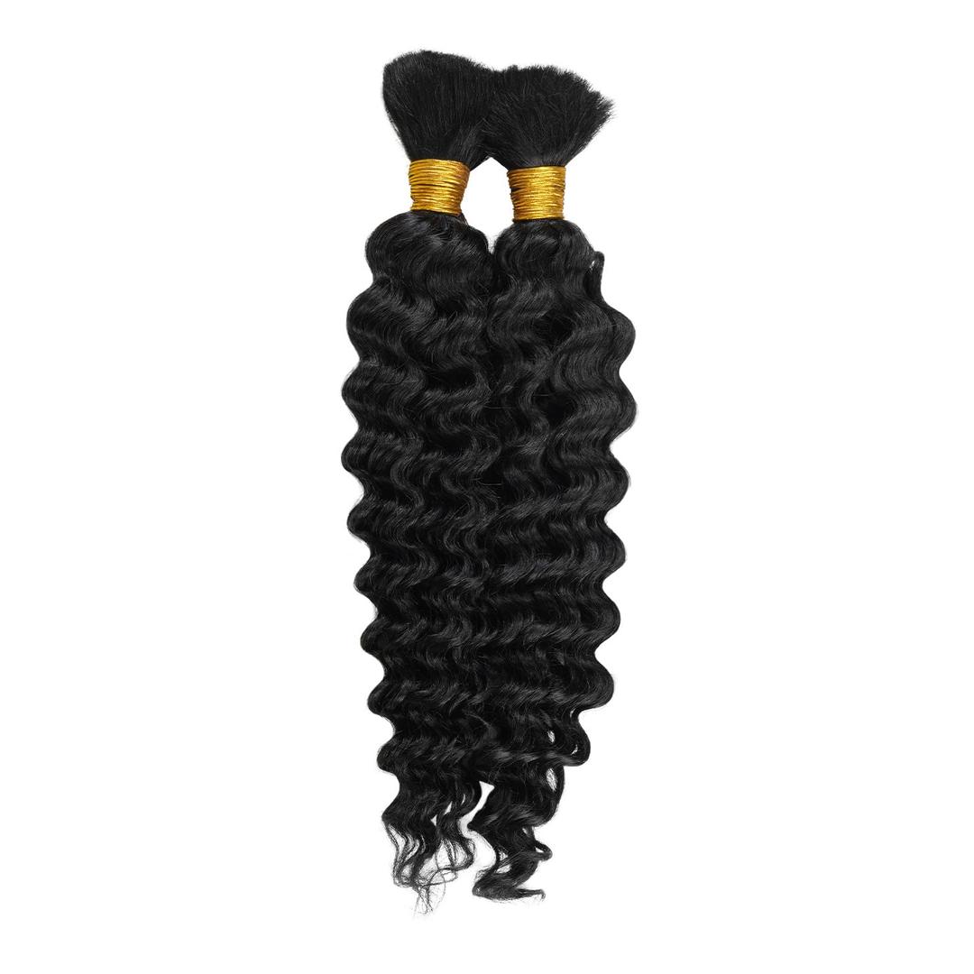 Janet Collection Human Hair Braids Deep Bulk (18"-24") (18 Inch, 1) (Jet Black 1)