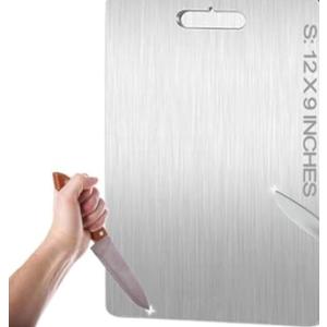 Titanium Cutting Board - 100% Pure Titanium Cutting Boards for Kitchen - Cutting Edge Hygiene & Durability, 1 Pack Double Sided Medical-grade Cutting Mat, Easy to Clean (12"L x 9"W)