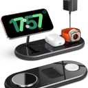 2025 Upgraded 3 in 1 Charging Station for Apple Devices, Fast Magnetic Mag-Safe Wireless Charger Stand for iPhone 16/15/14/13/12 Series & Apple Watch 1-10/Ultra & AirPods Pro (Black)
