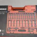 NEIKO 02437A 1/4 Drive Impact Socket Set 54 Piece Metric & Standard, Deep & Shallow Chrome Vanadium Steel 3/8” to 1/4” Reducer Hex Shank Adapter, Metric and Standard, Deep Socket Set