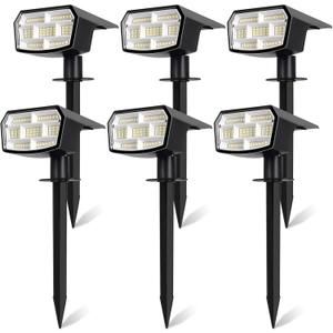 6-Pack Solar Spot Lights Outdoor, 59 LED Solar Lights Outdoor Waterproof, Outdoor Solar Lights for Yard with 3 Lighting Modes, Solar Landscape Spotlights for Garden Pathway Driveway Walkway (Cool White)