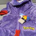 Pokemon One-Piece Pajamas for Boys Teens, Fleece Jumpsuit with Hood, Pikachu Snorlax Gengar Loungewear PJs, Gifts for Boys Size S