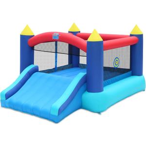Action Air Bounce House, Inflatable Bouncer with Air Blower, Jumping Castle with Slide, Family Backyard Bouncy Castle, Durable Sewn with Extra Thick Material, Idea for Kids (Blue)