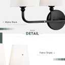 Bathroom Light Fixtures, 4 Light Matte Black Vanity Lights with Flared White Fabric Shade, 28 Inch Wall Sconce, Modern Sconces Wall Lighting for Hallway Bedroom, VL837-MB-4