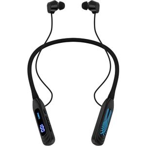 Neckband Bluetooth Headphones, 1000H Extra Battery Life with Display Magnetic Earphones,Wireless Stereo Earbuds with Microphone, Waterproof in-Ear Headset for Sports/Workout/Office (Black)