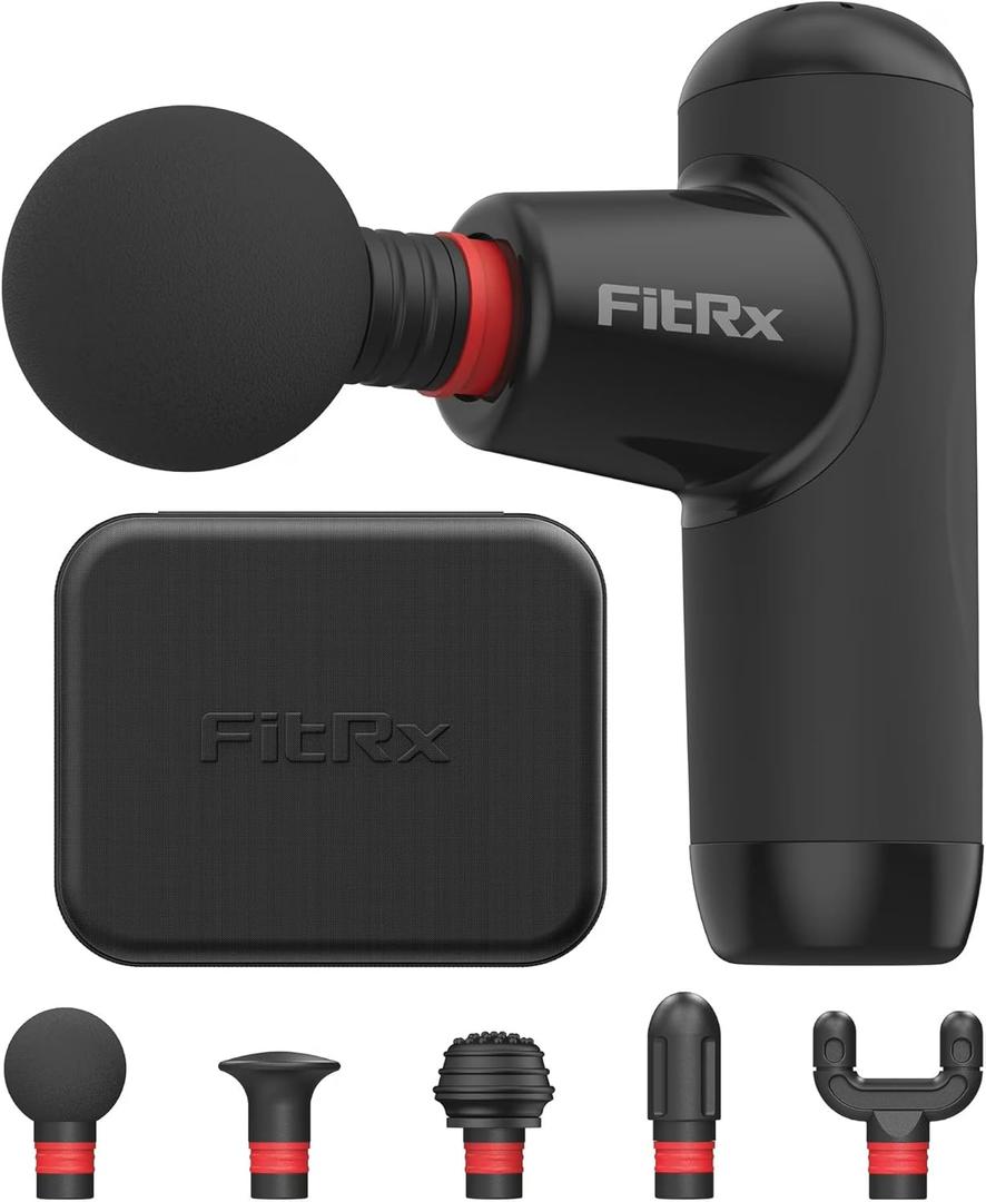 Fitness MiniPro Neck &Back Massager  Handheld Deep-Tissue Percussion Gun with 4 Attachments, 4-Speed USB-C Rechargeable for Neck, Back & Muscle Recovery