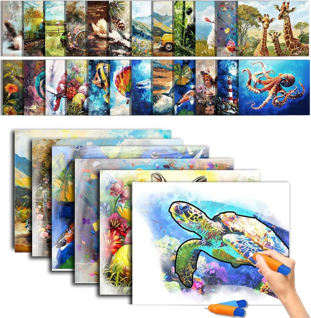 25 Pack Dementia Products for Elderly Reusable Water Doodle Coloring Set for Seniors Dementia Activities Animals Water Painting Toys for Alzheimer's Painting Gifts for Nursing Home Patients