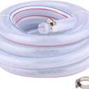 Soft Braided PVC Tubing - 3/4" ID x 1" OD High Pressure Clear Flexible PVC Tube Reinforced Vinyl Hose for Water, Oil with 2pcs Hose Clamps (25Ft)