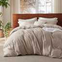 Bedsure 100% Washed Cotton Duvet Cover King Size - Warm Sand Minimalist Duvet Cover Linen Like - 3 Pieces GentleSoft Plain Simple Cotton Bedding Set with 2 Pillow Shams (Warm Sand, King, 104"x90") (King (104" x 90"), 02 - Warm Sand (No Comforter))