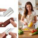 2-Pack Multifunctional Vegetable Peeler, 3 in 1 Kitchen Peeler with Wooden Handle, Grater & Bottle Opener for Potato, Carrot, Apple, Fruit & Vegetable