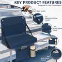 Stadium Seats for Bleachers with Back Support, Bleacher Seat Soft Cushion Light Weight, Includes Shoulder Strap & Cup Holder, Front & Back Zipper Pocket, Suitable for Sports Events, Navy