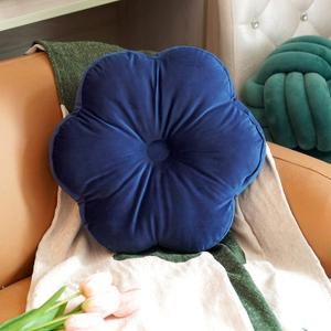 ARTMAGIC Flower Shaped Velvet Decorative Throw Pillow Cushion Ultra Soft Cute Floor Pillow for Couch Bed Sofa (Navy Blue)