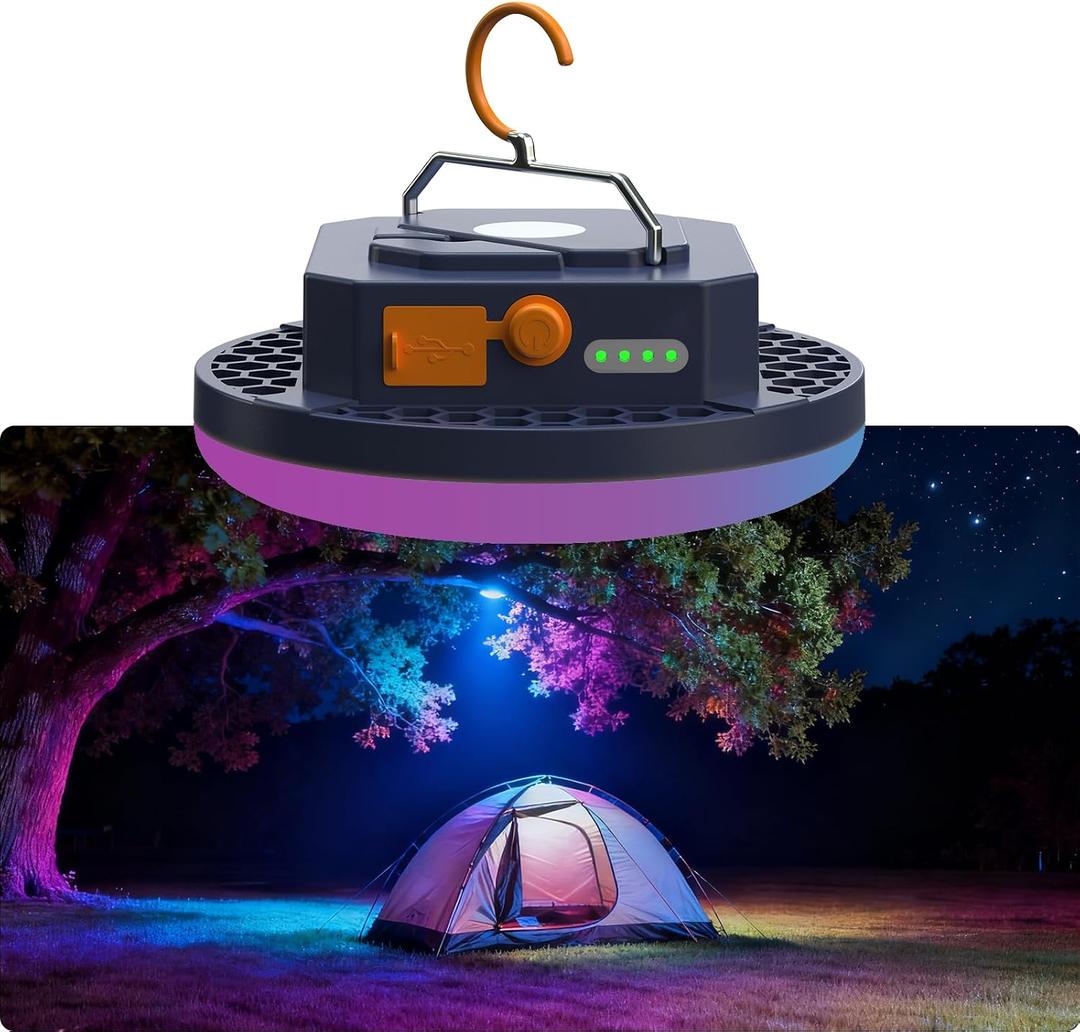 10000mAh Rechargeable 3000LM Tent Light Camping Light, 6500K 24Hours Long Play Time , Outdoor Night Market Light Night Fishing Lantern Emergency Lights for Hurricane Tsunami disasters (Colorful)