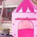 15Pcs Princess Castle Play Tent Dress Up with LED Glow in The Dark Stars for Little GirlsPrincess Dress Up Cape with Crown,Girl Play Tent/House Toy for Indoor & Outdoor Use (Pink)