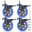 4 Inch Caster Wheels Heavy Duty Stem Caster 2000Lbs, Threaded Stem Casters 3/8"-16 x 1(Stem Diameter 3/8", Stem Length 1"), Swviel Locking Caster Set of 4, Industrial Castor Wheels for Cart, Furniture, Blu