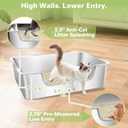 2-Pack Low Entry Litter Box for Senior Disabled & Injured Cats, Stainless Steel High Sided Enclosed Easy Step in Entry-Large Metal Kitty Litter Box for Kittens, Odor Control (23.6"x15.7"x5.9")