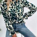 MakeMeChic Women's Floral Print Long Sleeve Ruffle High Neck Blouse Shirt Top (Blue, XL)