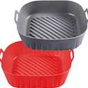 Golden Associate Silicone Liners Square for 8 to 8.5 inch Air Fryer, 2 Pcs Non-stick Food-grade Reusable Basket Baking Tray Airfryer Accessories