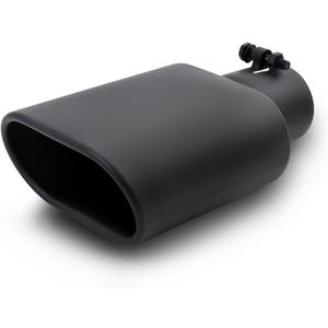 A-KARCK Rectangle Exhaust Tip 2.5" Inlet, Black Coating Square Exhaust Tailpipe Tip 3" x 5.5" Outlet 9.5" Long Blot on Design Easy Installation